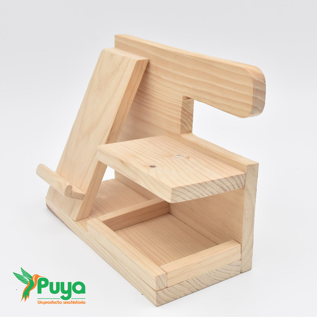 PORTACELULAR Y ORGANIZADOR DE MADERA