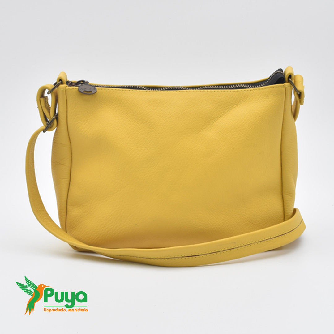 BANDOLERA AMARILLA DE CUERO GRANULADO