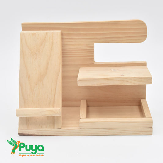 PORTACELULAR Y ORGANIZADOR DE MADERA