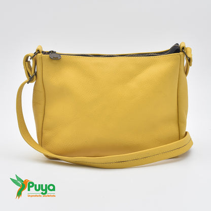 BANDOLERA AMARILLA  DE CUERO GRANULADO