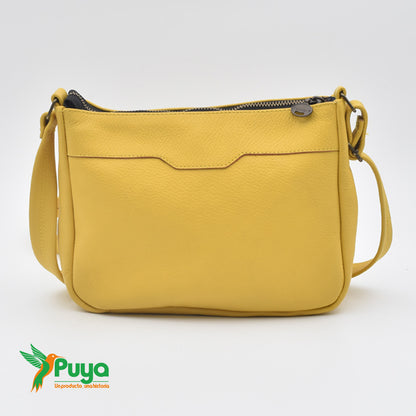 BANDOLERA AMARILLA  DE CUERO GRANULADO