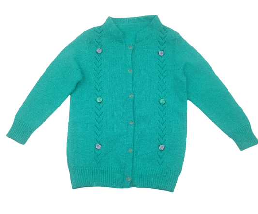 CHOMPA DE NIÑA TURQUEZA CON ROSAS