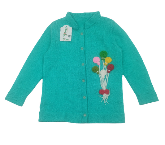 CHOMPA DE NIÑA COLOR TURQUEZA CON GLOBOS