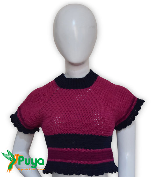 CROP TOP FUCCIA CON LILA