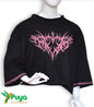 CROP TOP NEGRO CON DETALLE ROSAS  CON STICKER TALLA L