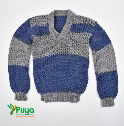 SUETER PLOMO Y AZUL OSCURO