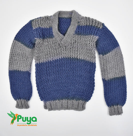 SUETER PLOMO Y AZUL OSCURO