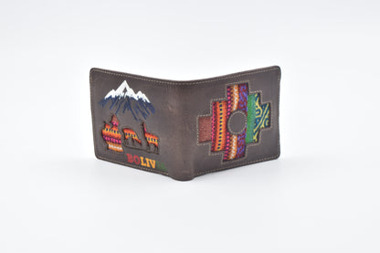 BILLETERA ILLIMANI CON AGUAYO, PINTADA A MANO - EDICION PREMIUM